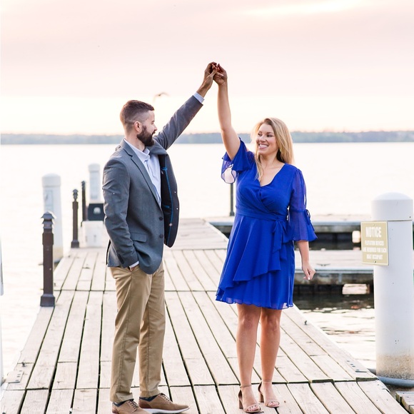 Royal Blue Cold Shoulder Cocktail Dress - Size 12, DKNY - Picture 2 of 5
